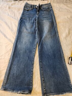 VERVET BY FLYING MONKEY Distressed Wide Leg Blue Jeans